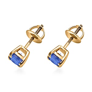 D'Joy Kanchanaburi Blue Sapphire 1.20 ctw Solitaire Stud Earrings in Vermeil Yellow Gold Over Sterling Silver (Del. in 10-12 Days)