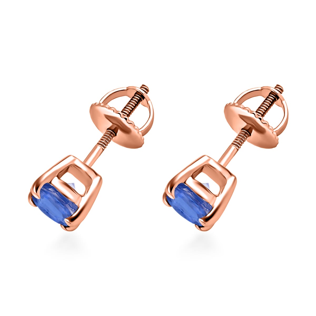 D'Joy Kanchanaburi Blue Sapphire 1.20 ctw Solitaire Stud Earrings in Vermeil Rose Gold Over Sterling Silver image number 2