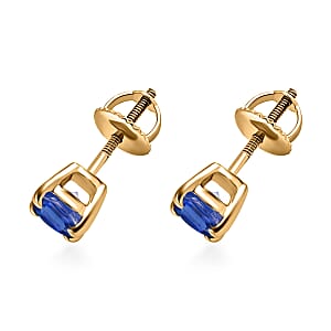 Luxoro Premium Kanchanaburi Blue Sapphire 1.20 ctw Solitaire Stud Earrings in 14K Yellow Gold (Del. in 10-12 Days)