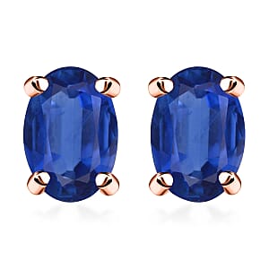 Luxoro Premium Kanchanaburi Blue Sapphire 1.20 ctw Solitaire Stud Earrings in 14K Rose Gold