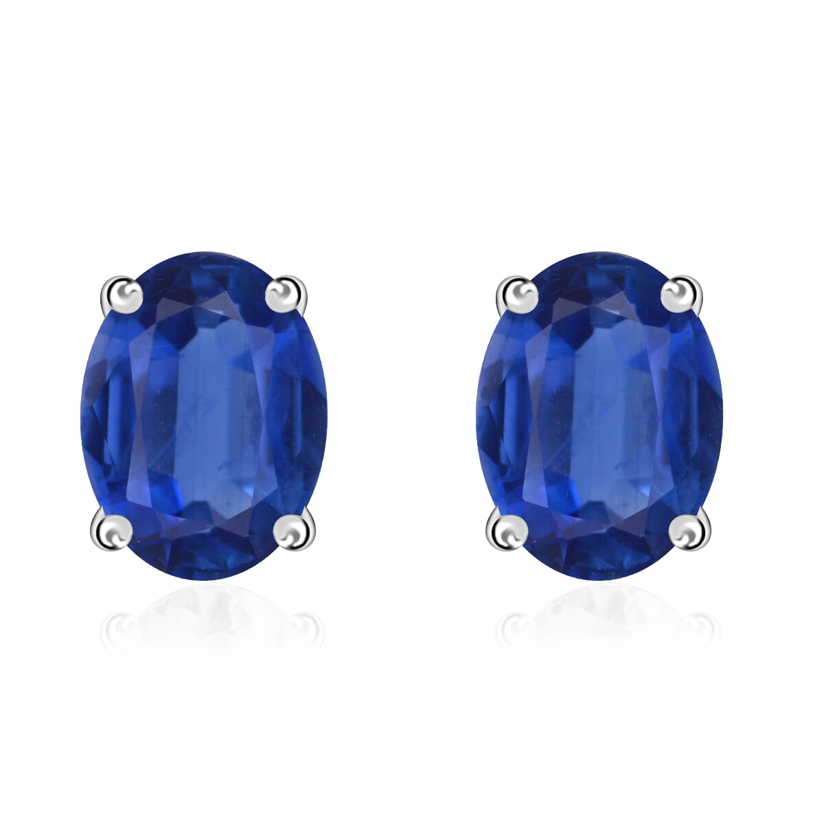 Luxoro Premium Kanchanaburi Blue Sapphire 2.00 ctw Solitaire Stud Earrings in 14K White Gold image number 0