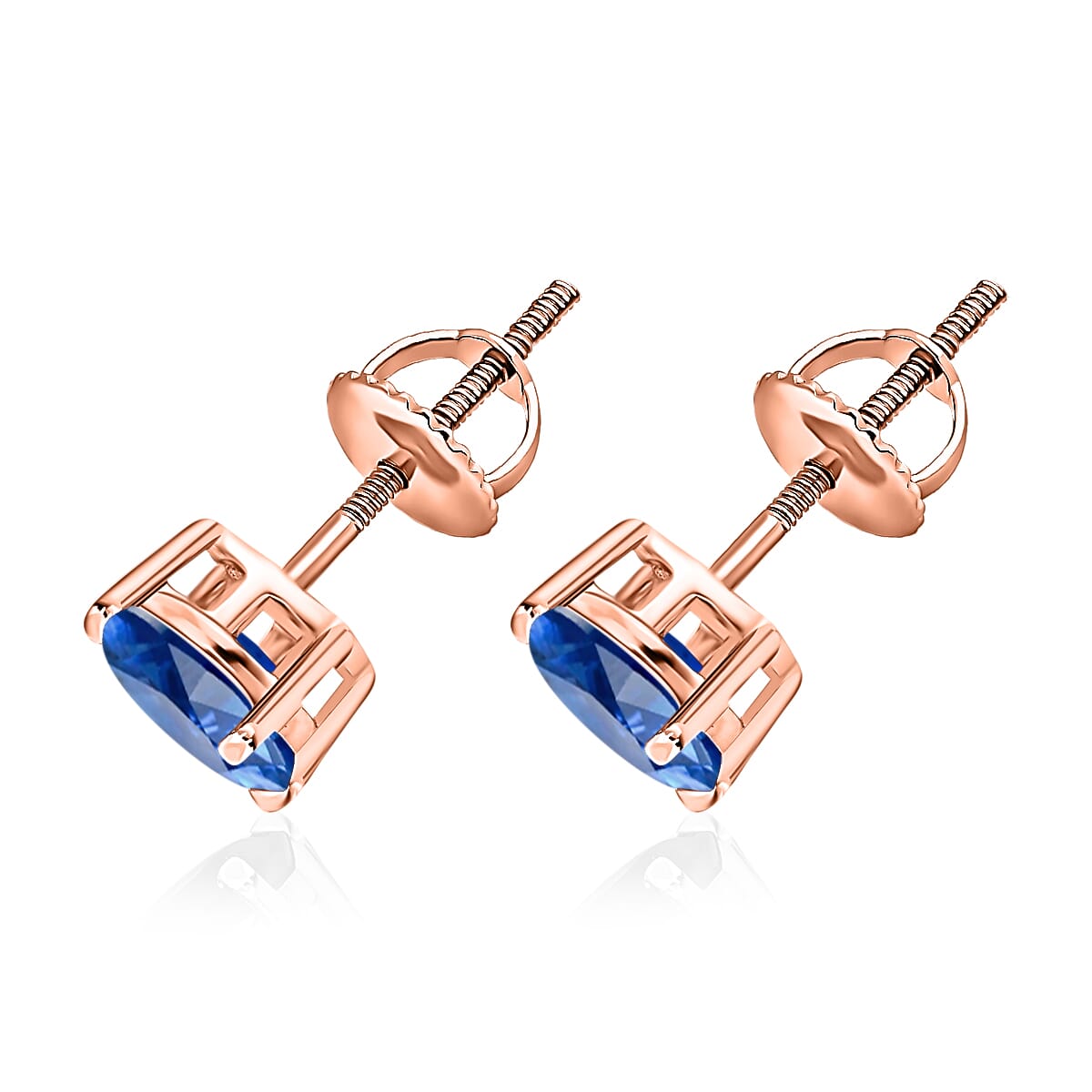 Luxoro Premium Kanchanaburi Blue Sapphire 2.00 ctw Solitaire Stud Earrings in 14K Rose Gold image number 2