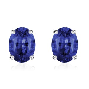 AAAA Blue Ceylon Sapphire 2.00 ctw Solitaire Stud Earrings in 950 Platinum