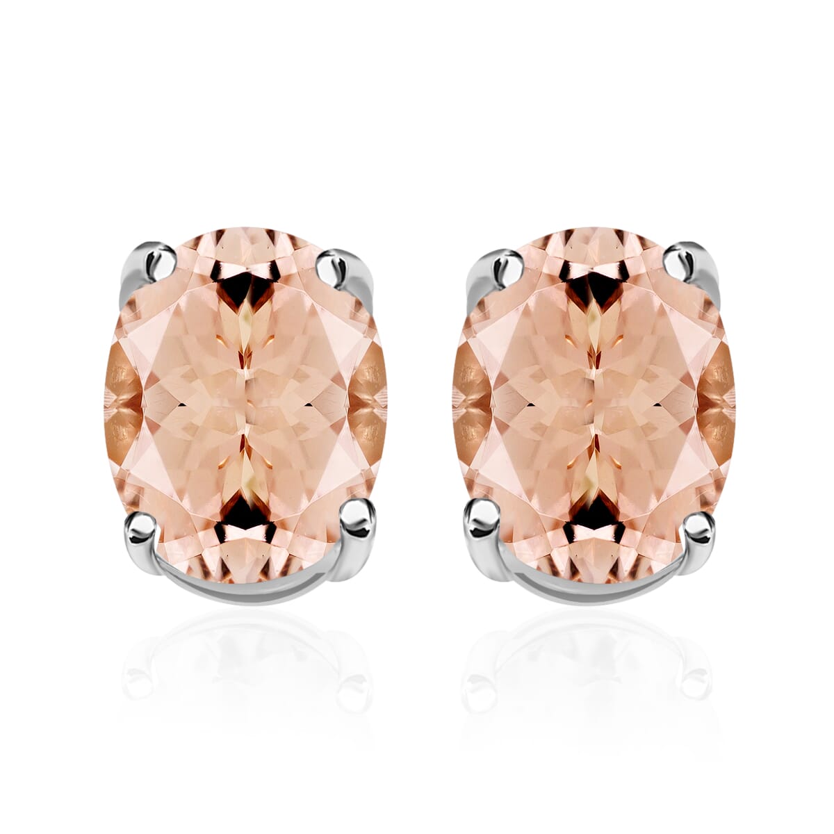 D'Joy Pink Morganite 2.60 ctw Solitaire Stud Earrings in Platinum Over Sterling Silver image number 0