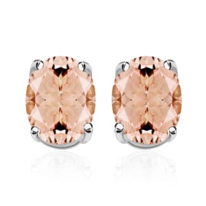 D'Joy Pink Morganite 2.60 ctw Solitaire Stud Earrings in Vermeil Yellow Gold Over Sterling Silver