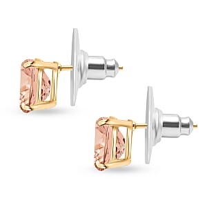 D'Joy Pink Morganite 2.60 ctw Solitaire Stud Earrings in Vermeil Yellow Gold Over Sterling Silver (Del. in 10-12 Days)