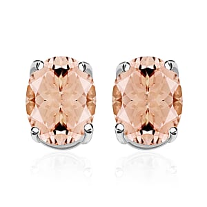 D'Joy Pink Morganite 2.60 ctw Solitaire Stud Earrings in Vermeil Rose Gold Over Sterling Silver
