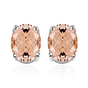Luxoro Premium Pink Morganite 2.60 ctw Solitaire Stud Earrings 14K White Gold
