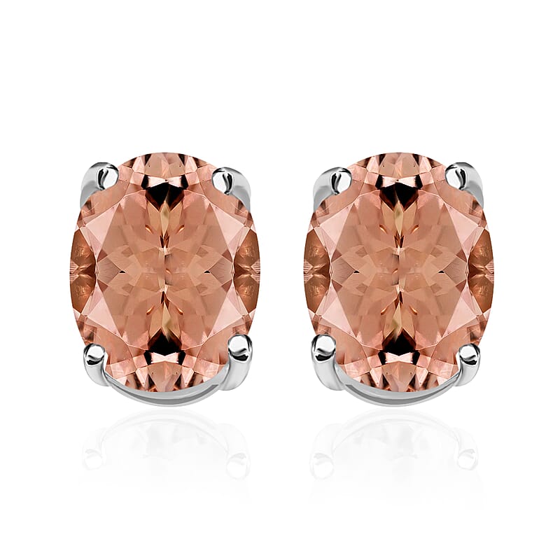 AAAA Pink Morganite 2.60 ctw Solitaire Stud Earrings in 950 Platinum