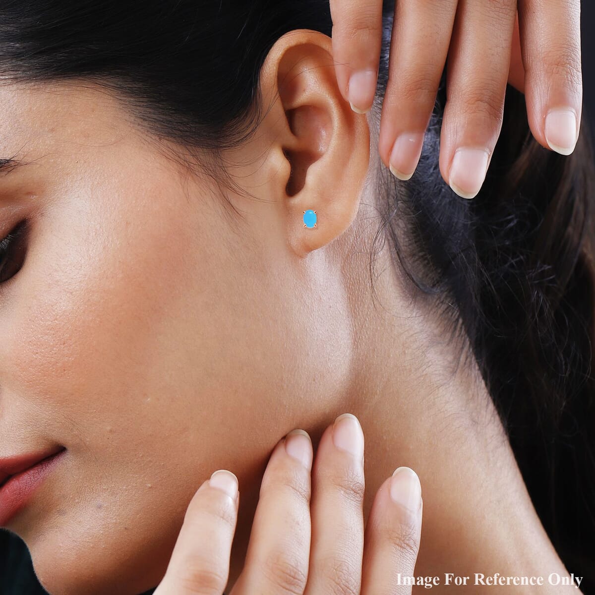 Luxoro 14K Rose Gold Premium Sleeping Beauty Turquoise Solitaire Stud Earrings 1.70 ctw image number 1