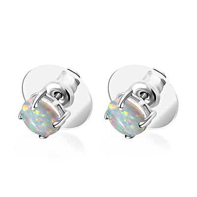 D'Joy Premium Ethiopian Welo Opal 0.90 ctw Earrings in Platinum Over Sterling Silver