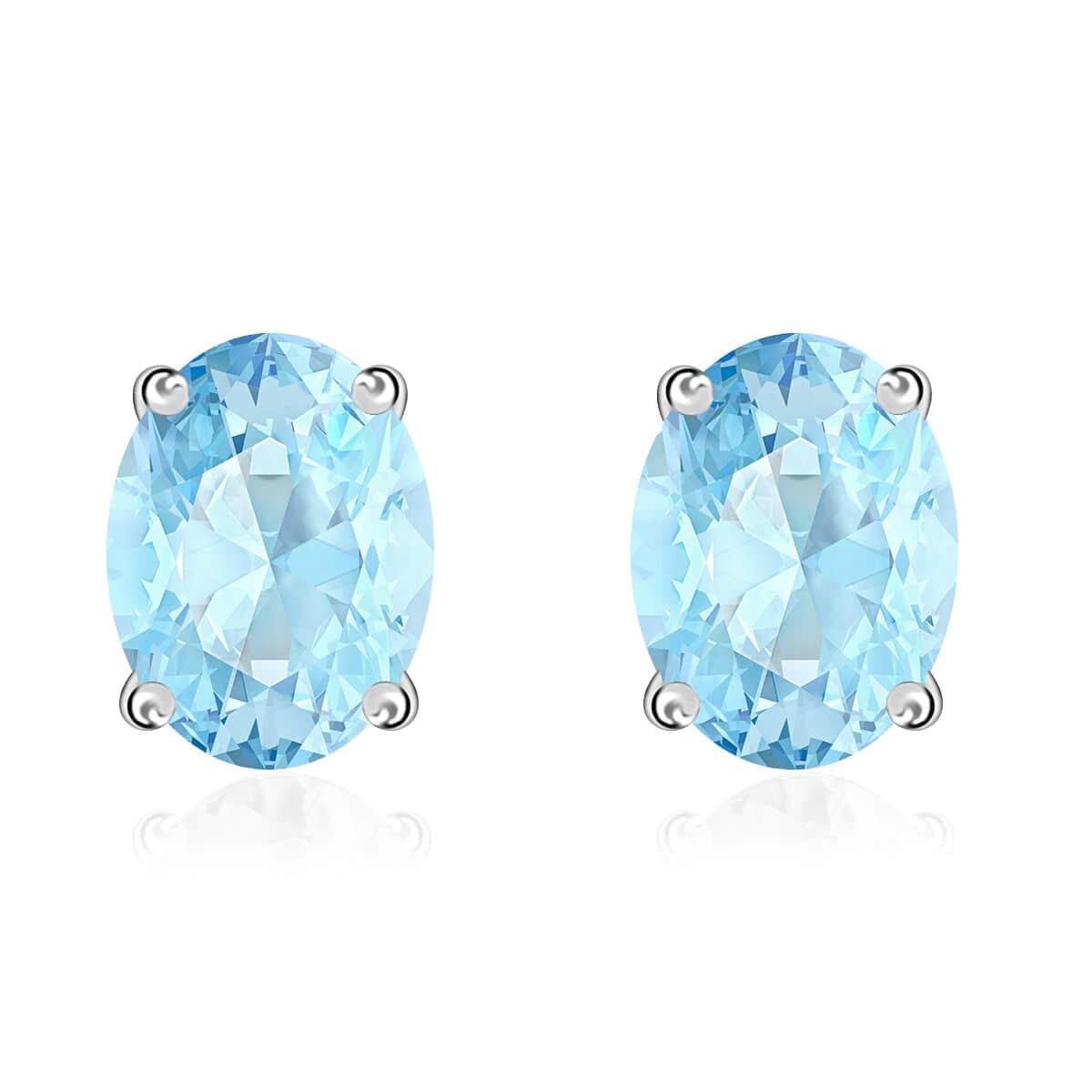 Mangoro Aquamarine 1.35 ctw Solitaire Stud Earrings in Platinum Over Sterling Silver image number 0