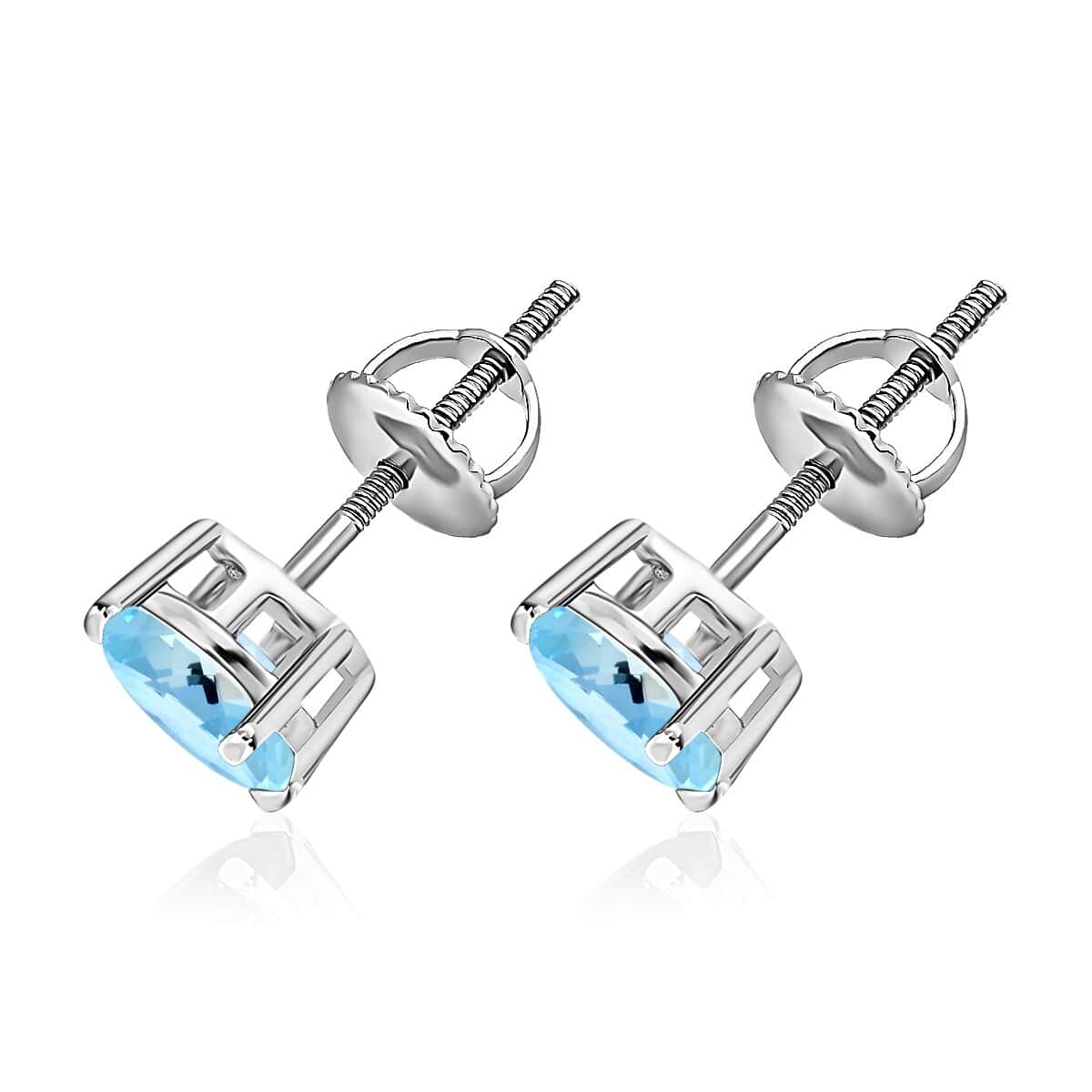 Mangoro Aquamarine 1.35 ctw Solitaire Stud Earrings in Platinum Over Sterling Silver image number 2