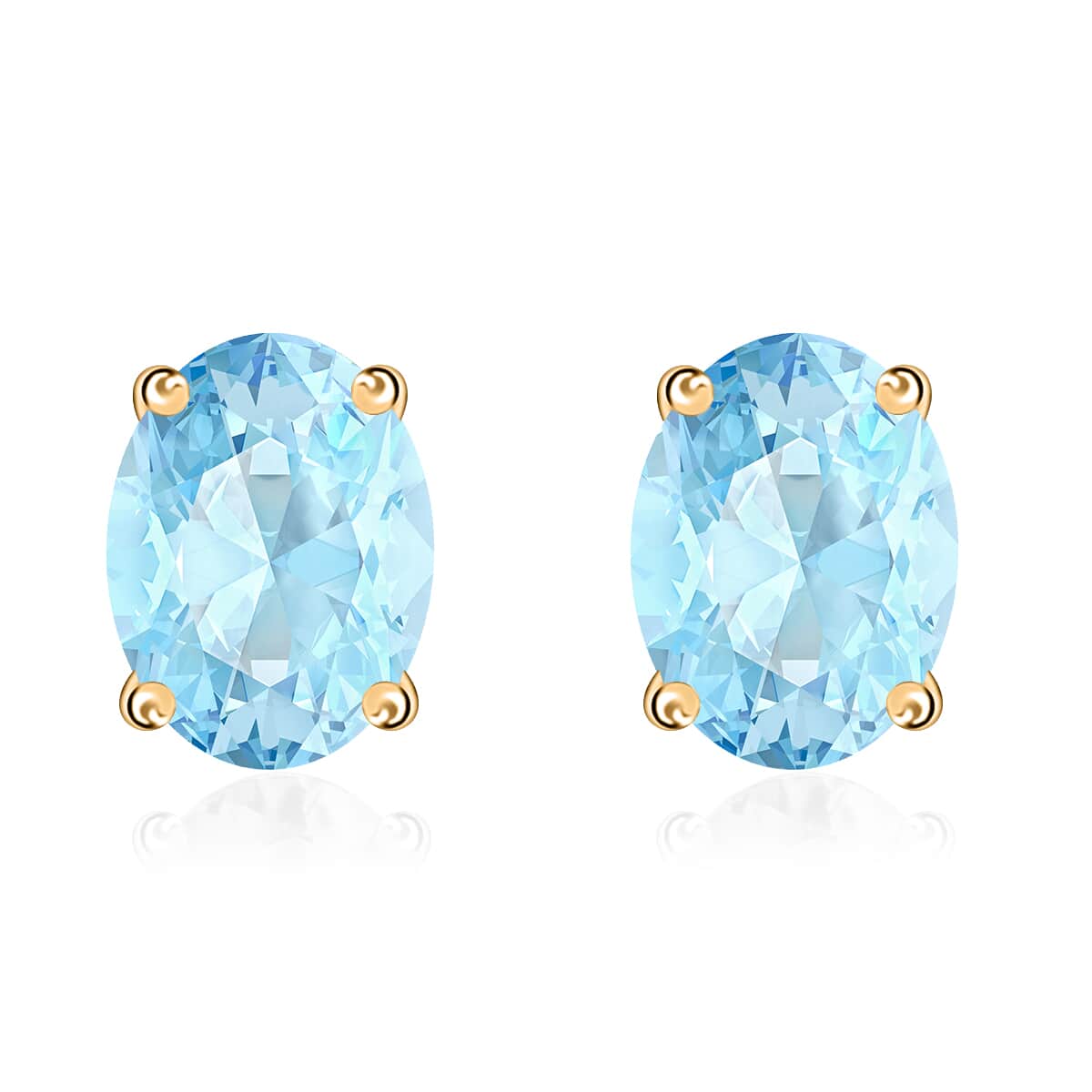 Mangoro Aquamarine 1.70 ctw Solitaire Stud Earrings in Vermeil Yellow Gold Over Sterling Silver image number 0