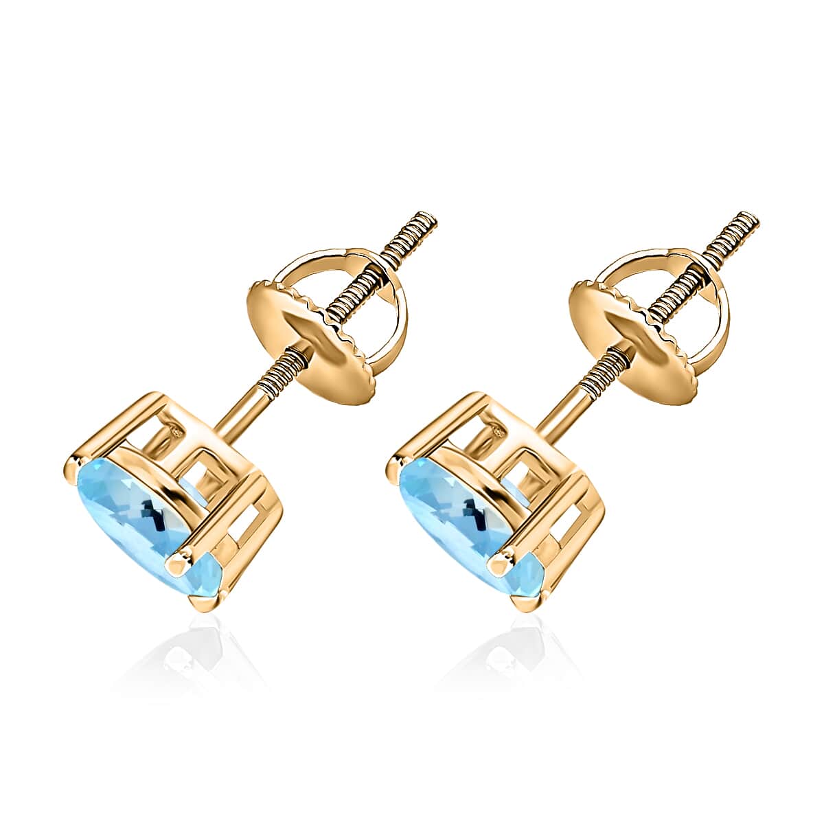 Mangoro Aquamarine 1.70 ctw Solitaire Stud Earrings in Vermeil Yellow Gold Over Sterling Silver image number 2