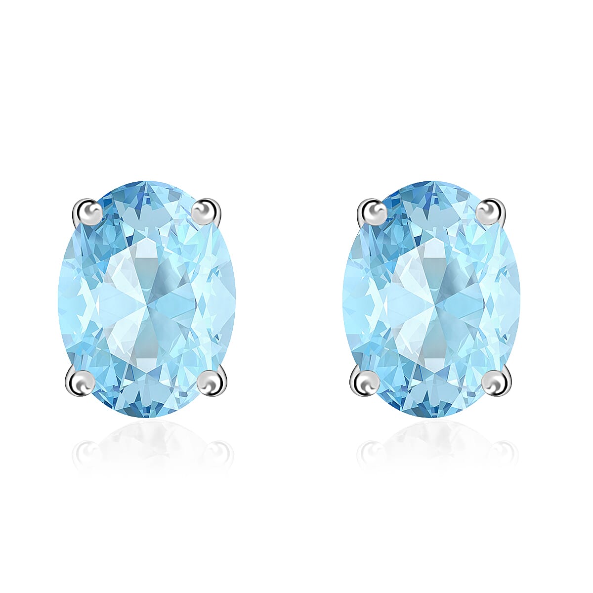 Luxoro Premium Mangoro Aquamarine 1.70 ctw Solitaire Stud Earrings in 14K White Gold 1.70 ctw image number 0
