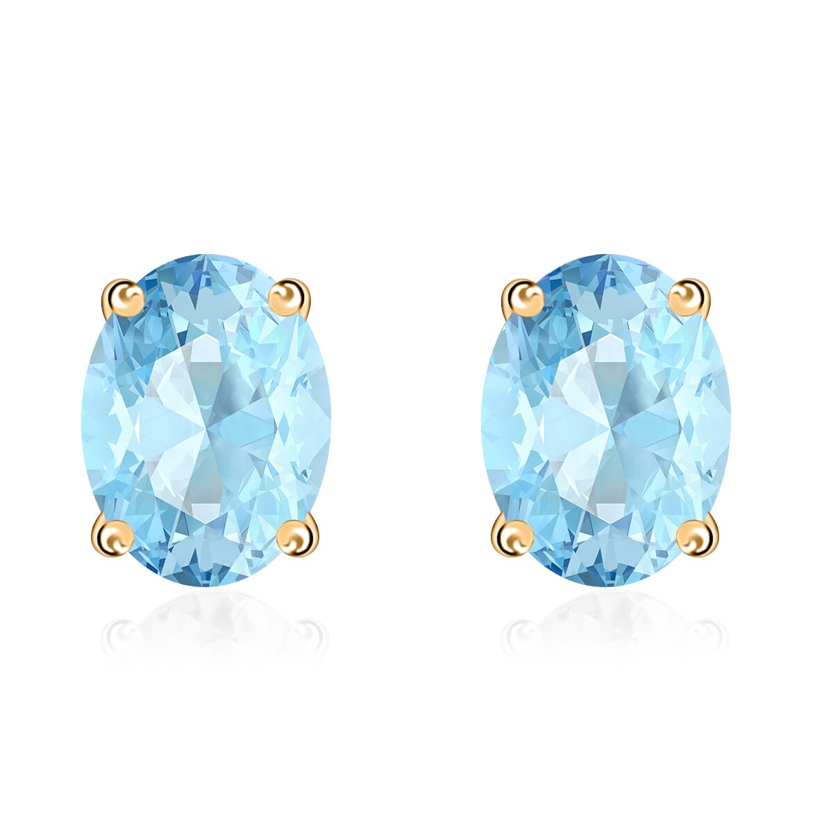Luxoro Premium Mangoro Aquamarine 1.70 ctw Solitaire Stud Earrings in 14K Yellow Gold 1.70 ctw image number 0