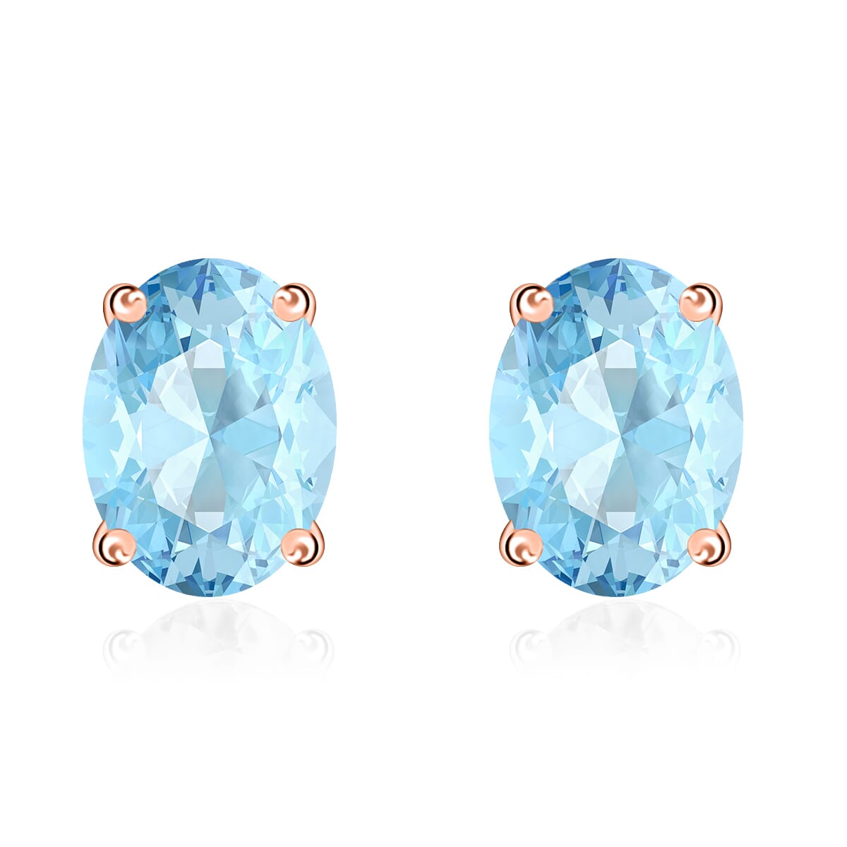 Luxoro Premium Mangoro Aquamarine 1.70 ctw Solitaire Stud Earrings in 14K Rose Gold 1.70 ctw image number 0