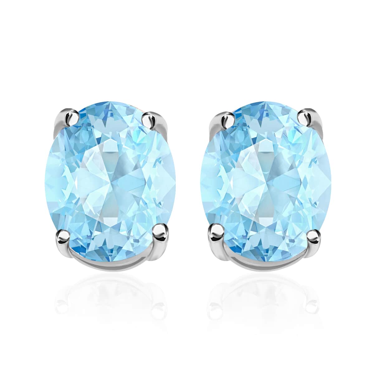 Mangoro Aquamarine Solitaire Stud Earrings in Platinum Over Sterling Silver 2.60 ctw image number 0