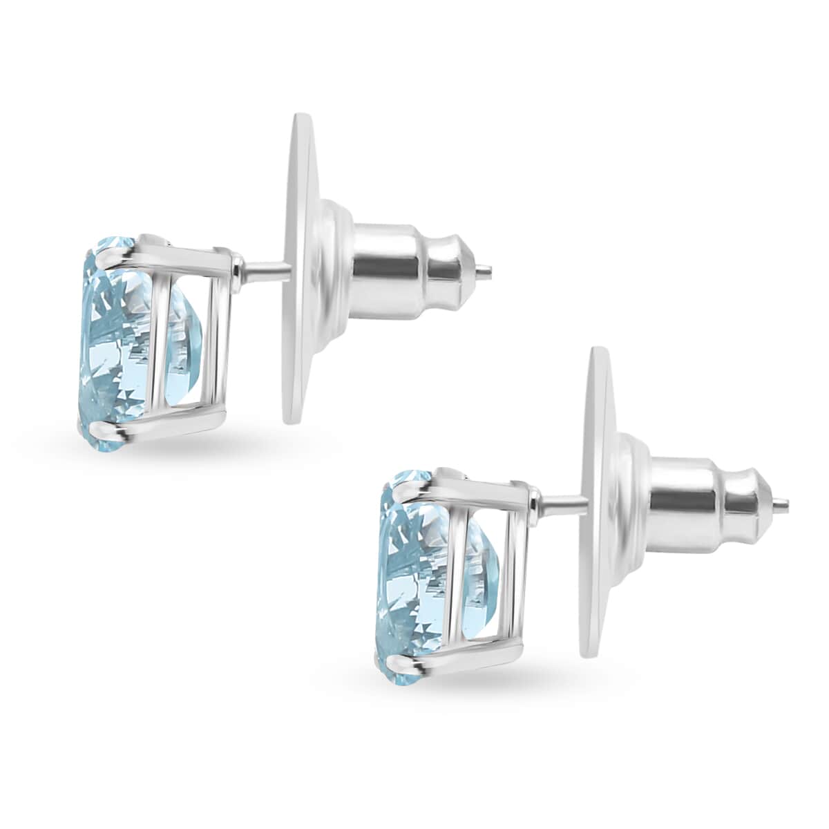 Mangoro Aquamarine Solitaire Stud Earrings in Platinum Over Sterling Silver 2.60 ctw image number 2