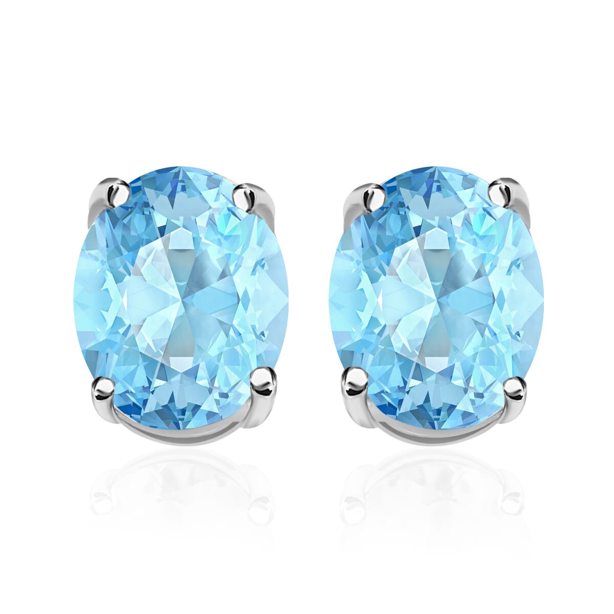 Luxoro Premium Mangoro Aquamarine 2.60 ctw Solitaire Stud Earrings in 14K Yellow Gold image number 0