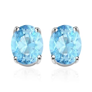 Luxoro Premium Mangoro Aquamarine 2.60 ctw Solitaire Stud Earrings in 14K Yellow Gold