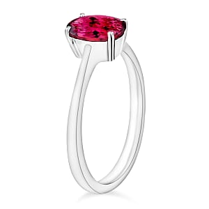 Luxoro Premium Ouro Fino Rubellite 1.30 ctw Solitaire Ring in 14K White Gold (Size 4.0) 4 Grams (Del. in 10-12 Days)