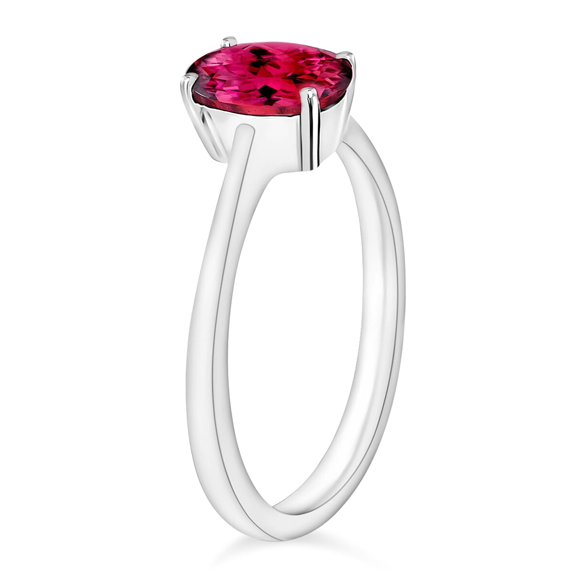 Luxoro Premium Ouro Fino Rubellite 1.30 ctw Solitaire Ring in 14K White Gold (Size 5.5) 4 Grams image number 2