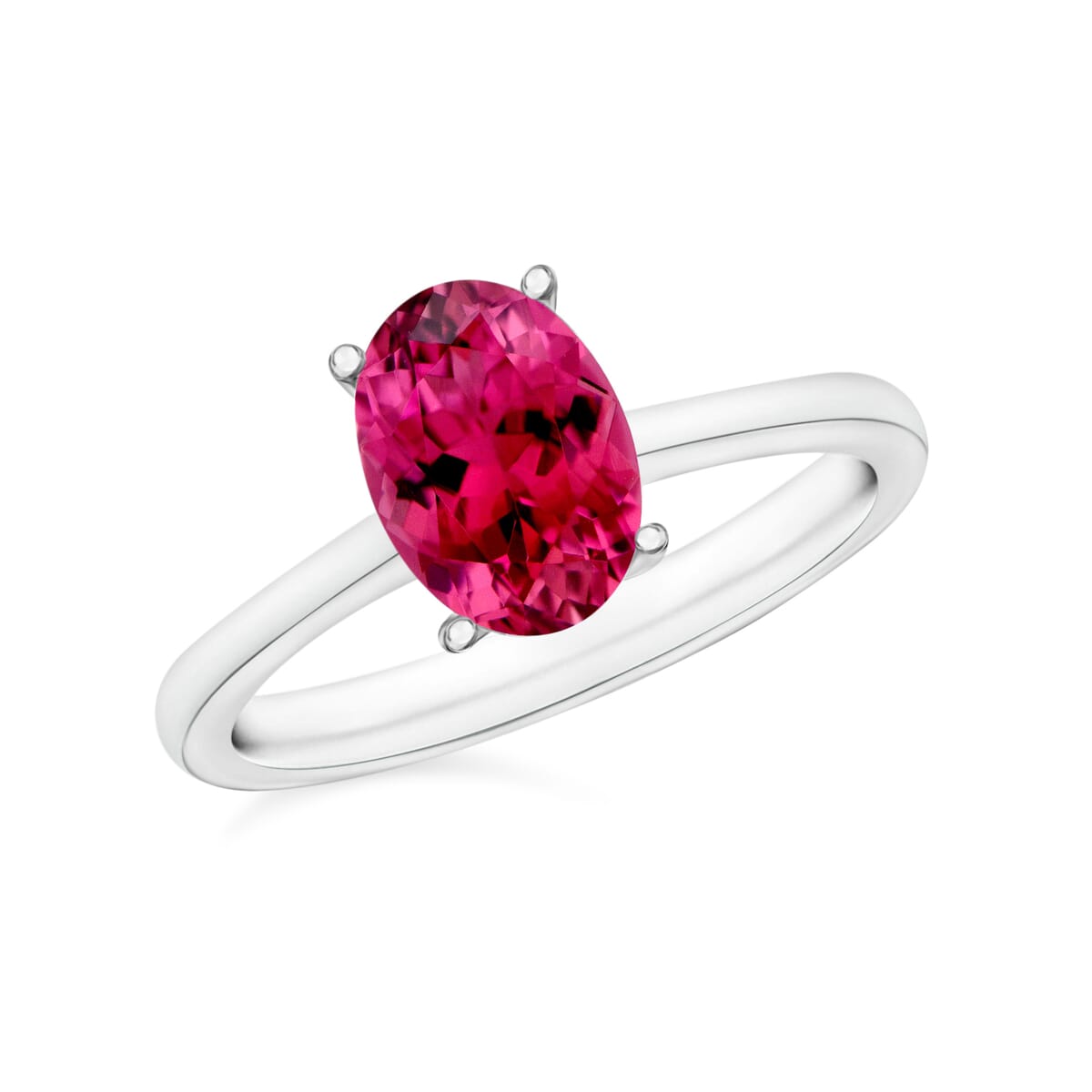 Luxoro Premium Ouro Fino Rubellite 1.30 ctw Solitaire Ring in 14K White Gold (Size 9.0) 4 Grams image number 0