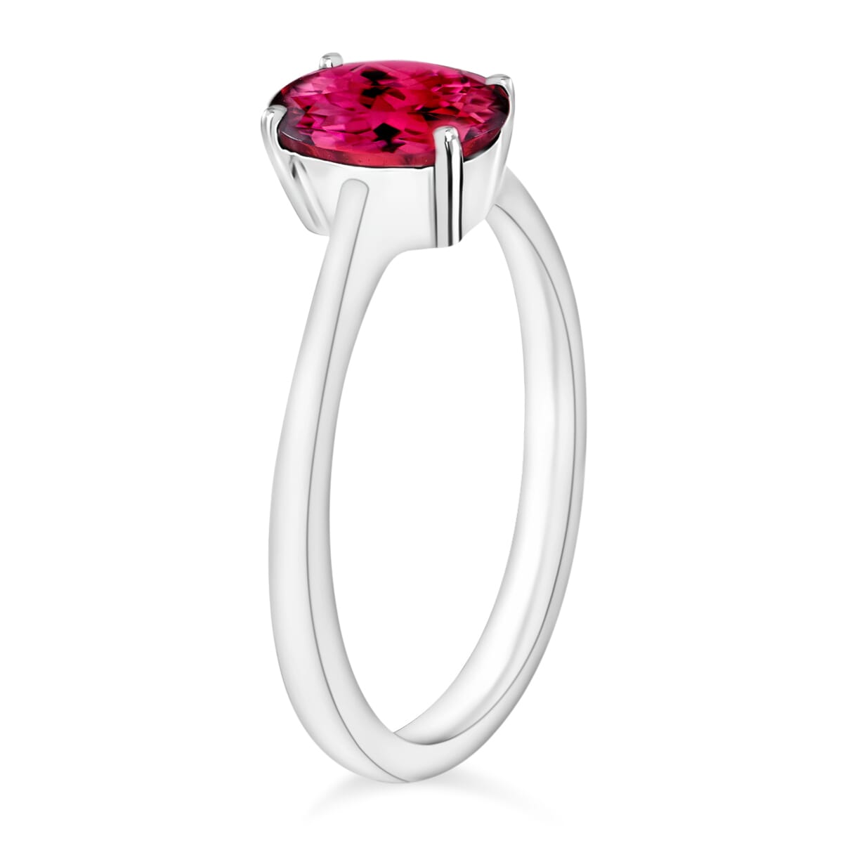 Luxoro Premium Ouro Fino Rubellite 1.30 ctw Solitaire Ring in 14K White Gold (Size 9.0) 4 Grams image number 2