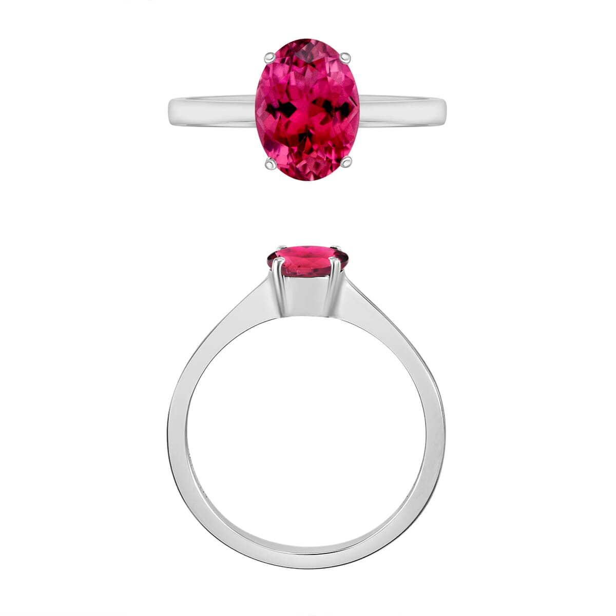 Luxoro Premium Ouro Fino Rubellite 1.30 ctw Solitaire Ring in 14K White Gold (Size 9.0) 4 Grams image number 3