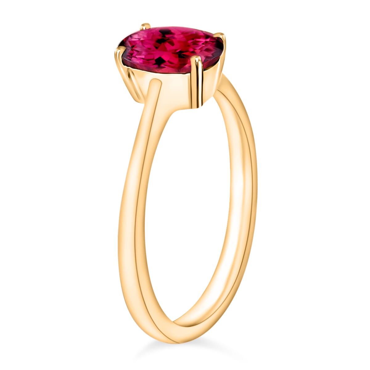 Luxoro Premium Ouro Fino Rubellite 1.30 ctw Solitaire Ring in 14K Yellow Gold (Size 7.0) 4 Grams image number 2