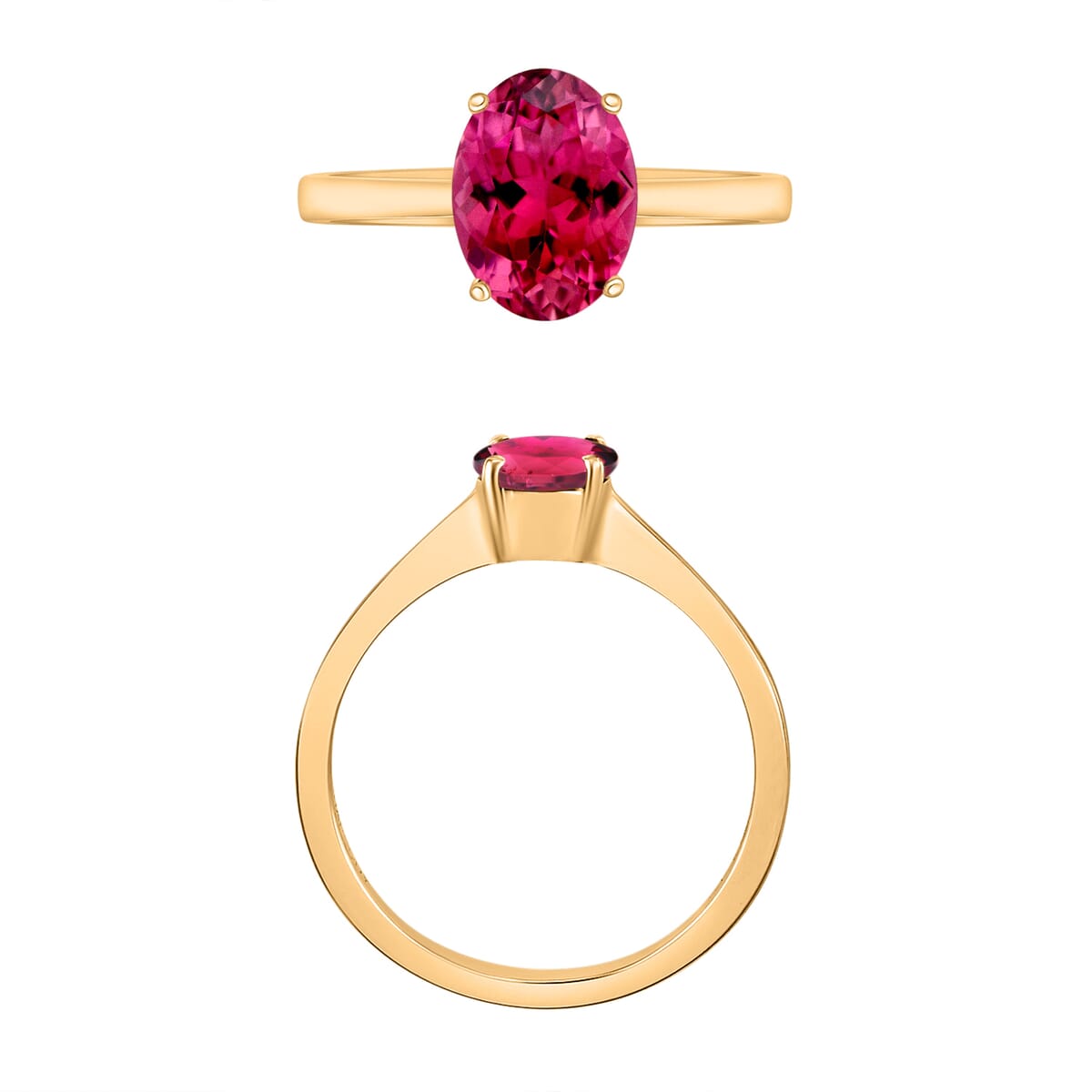 Luxoro Premium Ouro Fino Rubellite 1.30 ctw Solitaire Ring in 14K Yellow Gold (Size 7.0) 4 Grams image number 3