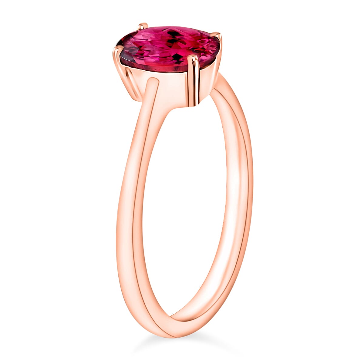 Luxoro Premium Ouro Fino Rubellite 1.30 ctw Solitaire Ring in 14K Rose Gold (Size 8.5) 4 Grams image number 2
