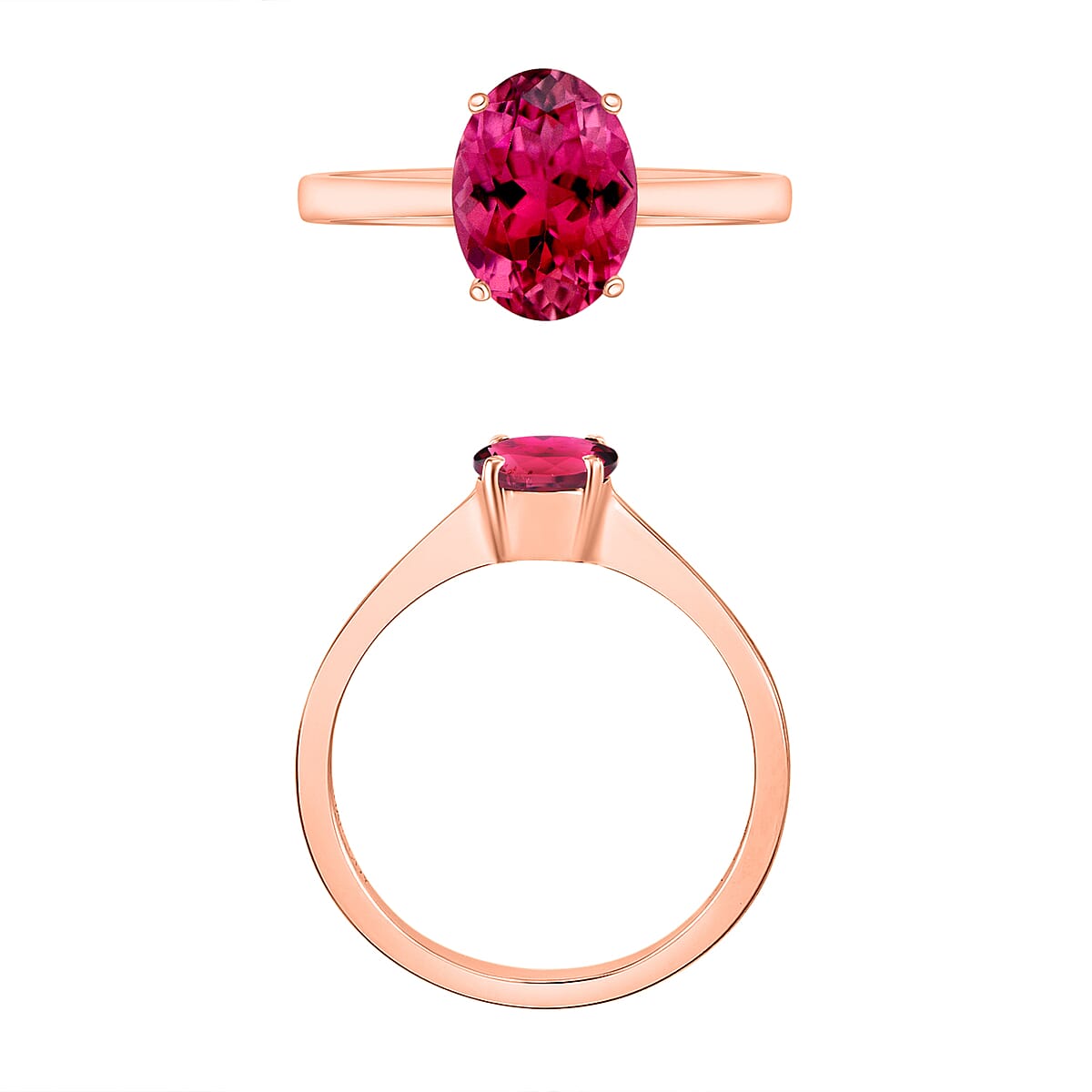 Luxoro Premium Ouro Fino Rubellite 1.30 ctw Solitaire Ring in 14K Rose Gold (Size 8.5) 4 Grams image number 3