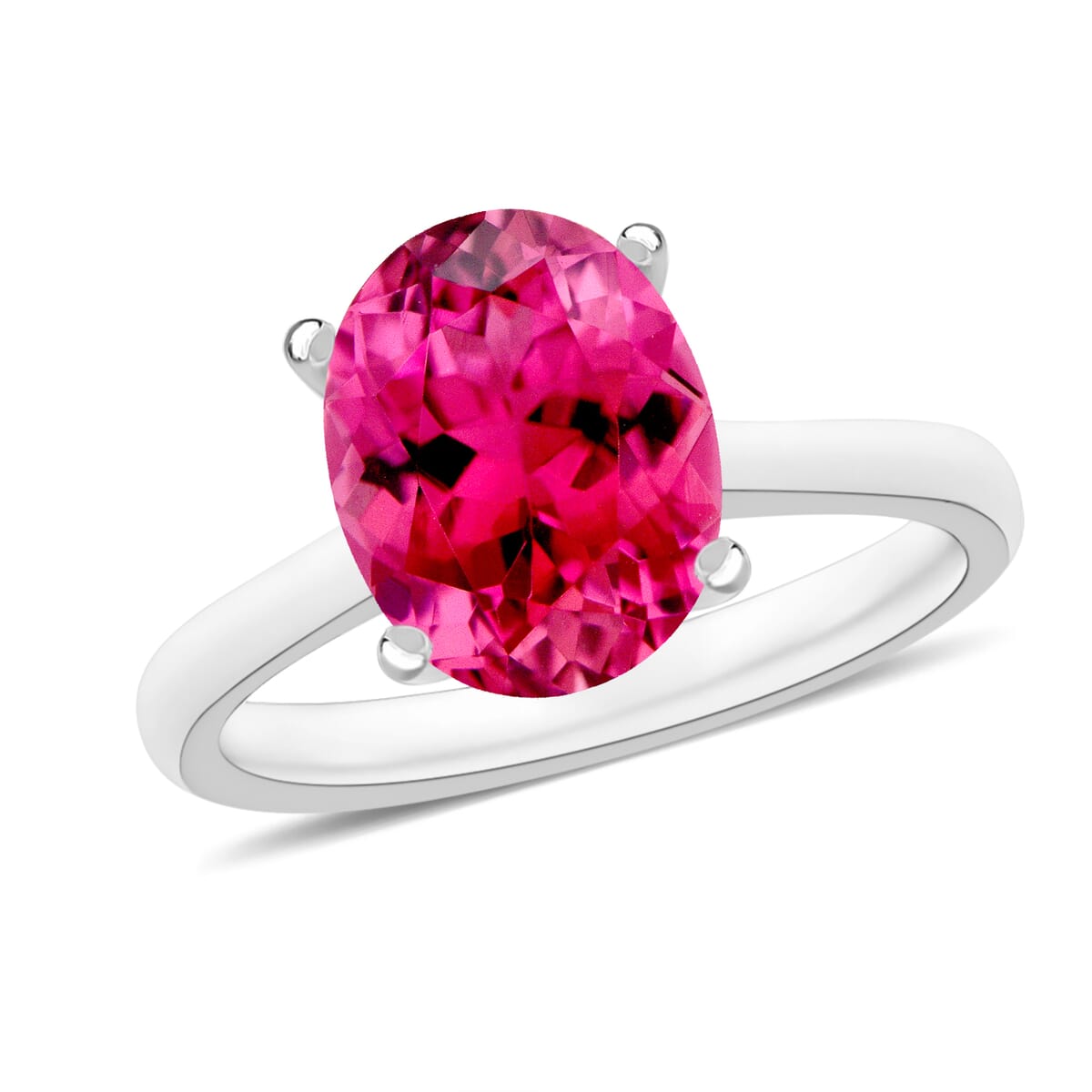 Ouro Fino Rubellite 2.50 ctw Solitaire Ring in Platinum Over Sterling Silver (Size 6.5) image number 0