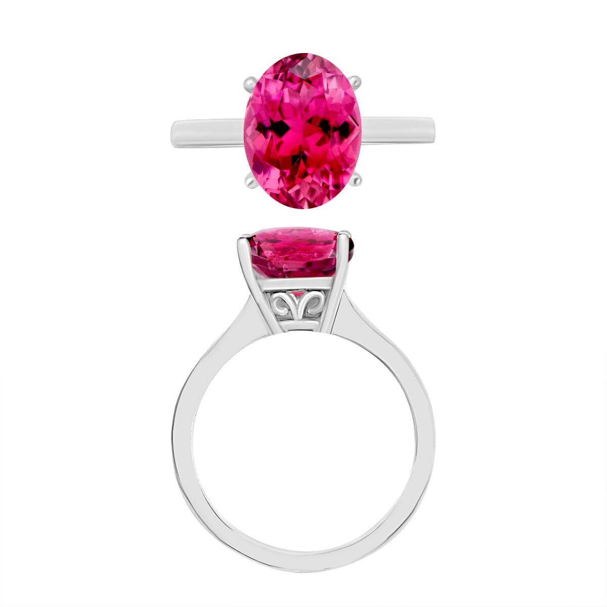 Ouro Fino Rubellite 2.50 ctw Solitaire Ring in Platinum Over Sterling Silver (Size 6.5) image number 3