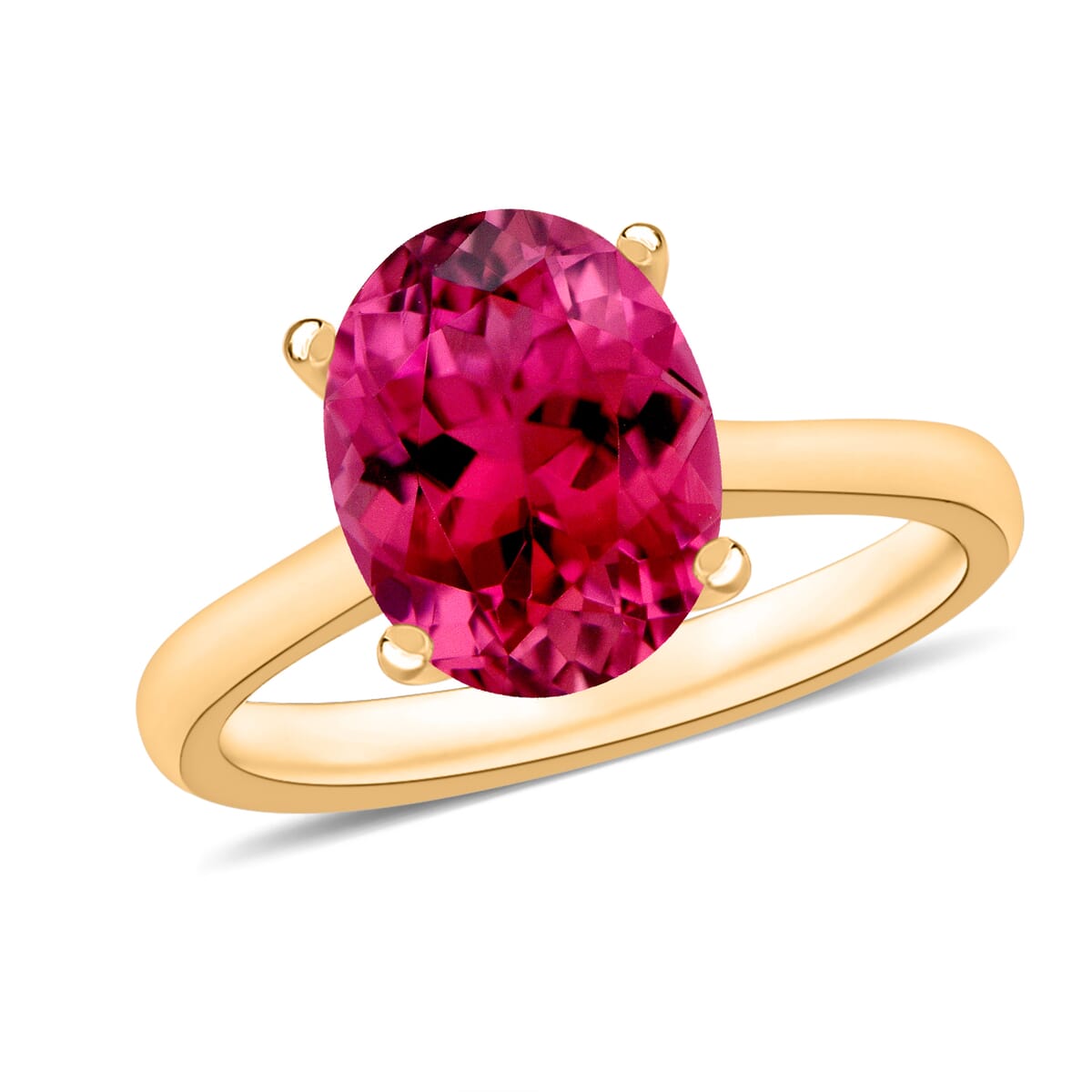 Luxoro Premium Ouro Fino Rubellite 2.50 ctw Solitaire Ring in 14K Yellow Gold (Size 10.0) 4 Grams image number 0