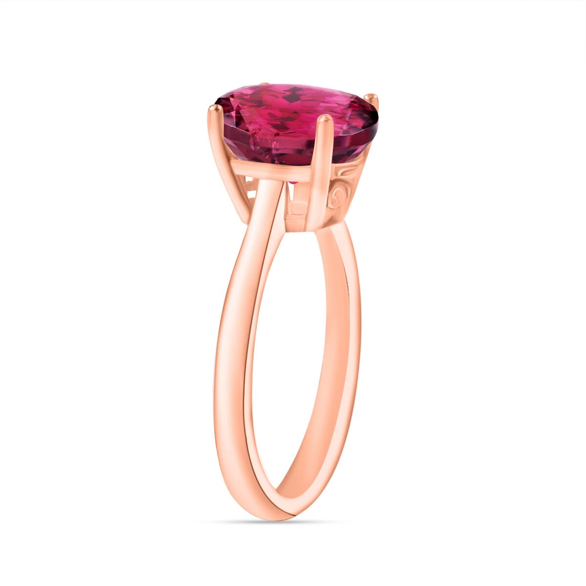Luxoro Premium Ouro Fino Rubellite 2.50 ctw Solitaire Ring in 14K Rose Gold (Size 7.0) 4 Grams image number 2