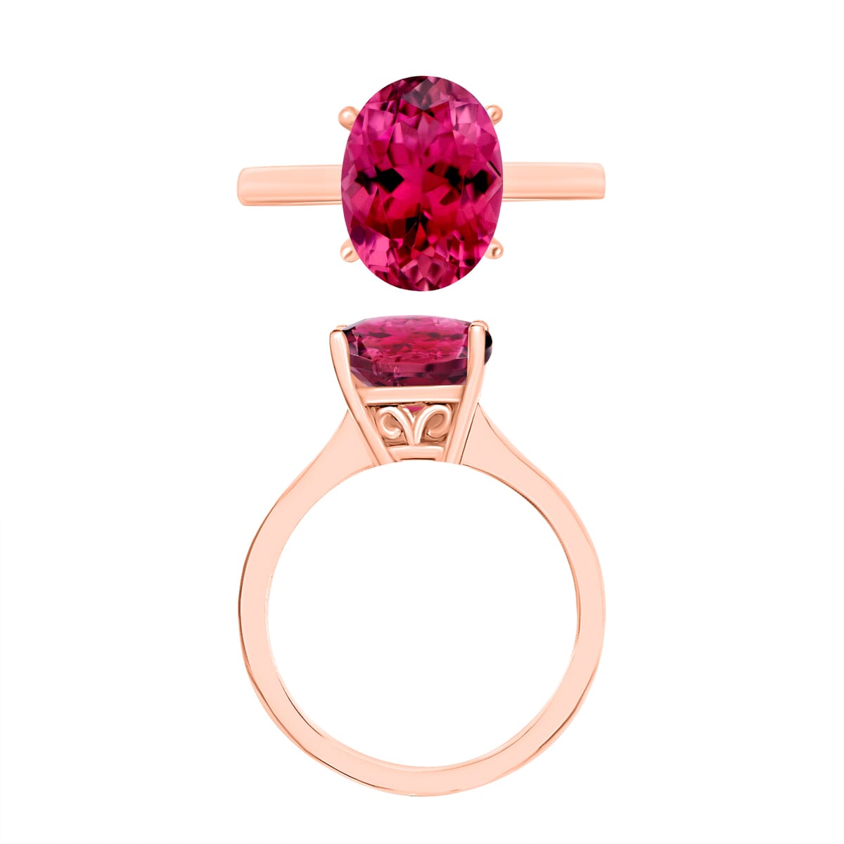 Luxoro Premium Ouro Fino Rubellite 2.50 ctw Solitaire Ring in 14K Rose Gold (Size 7.0) 4 Grams image number 3