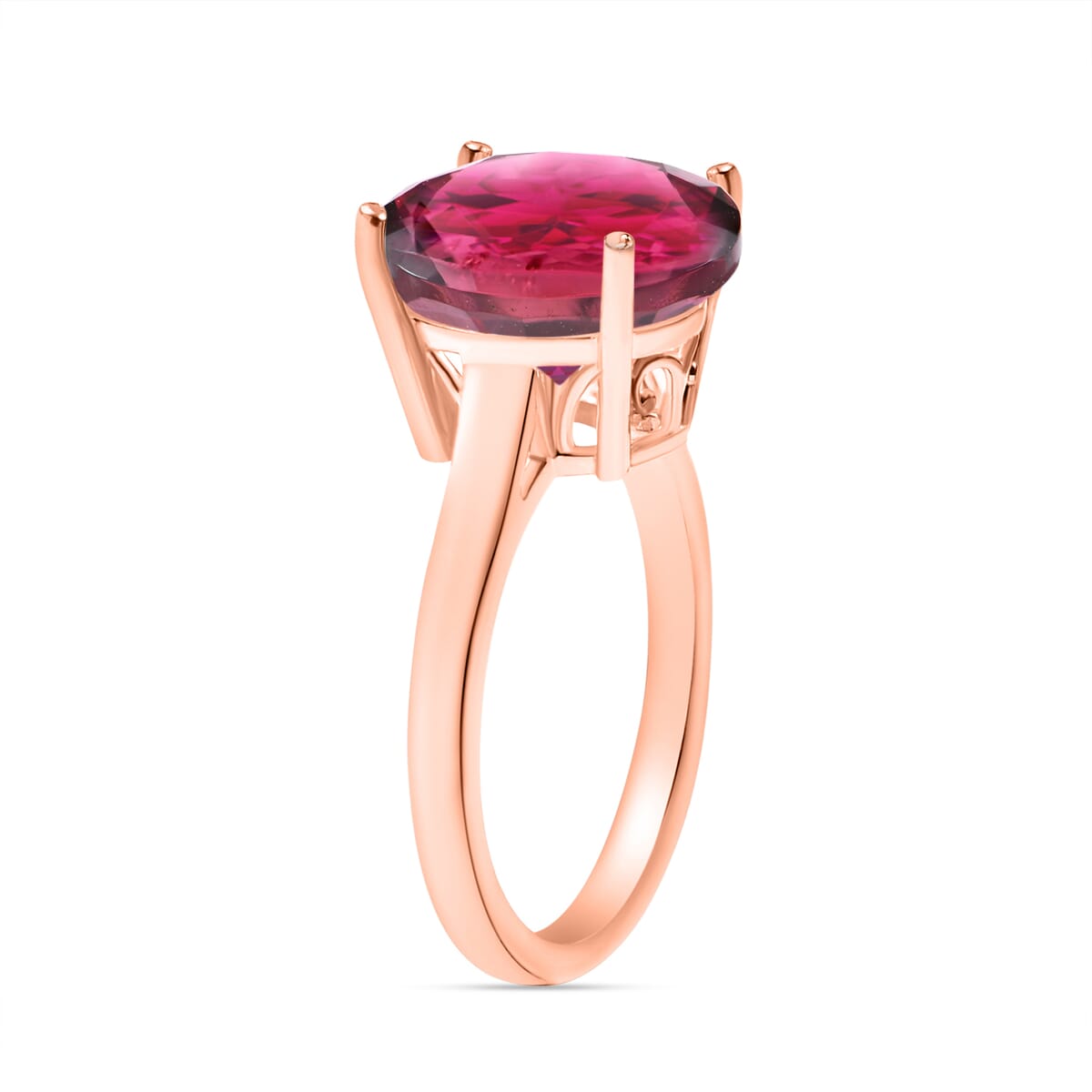 Luxoro Premium Ouro Fino Rubellite 5.00 ctw Solitaire Ring in 14K Rose Gold (Size 4.0) 4 Grams image number 2