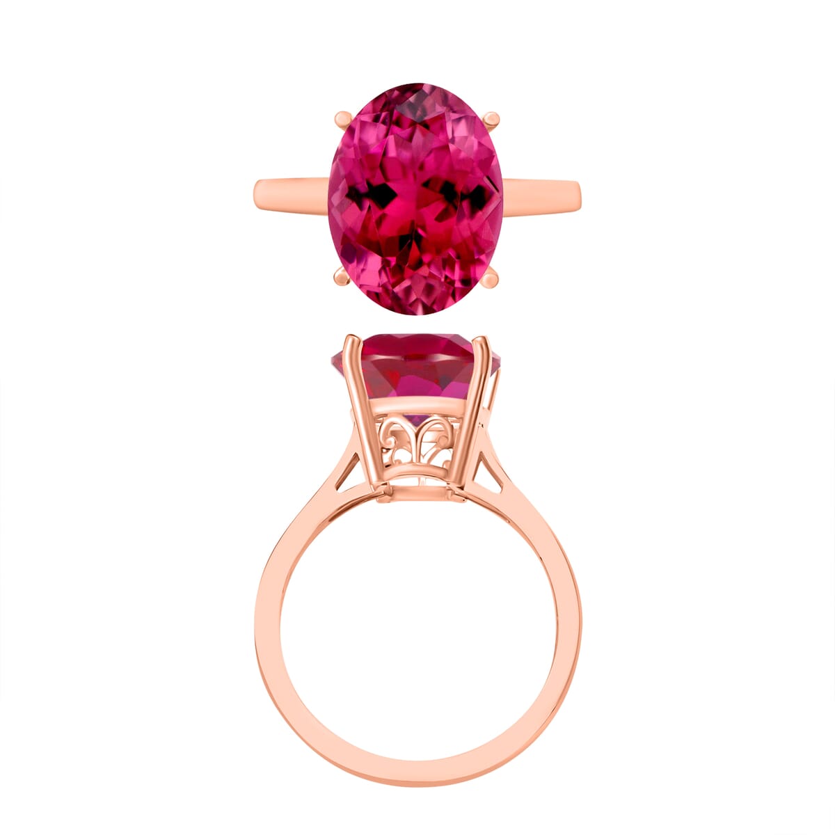 Luxoro Premium Ouro Fino Rubellite 5.00 ctw Solitaire Ring in 14K Rose Gold (Size 4.0) 4 Grams image number 3