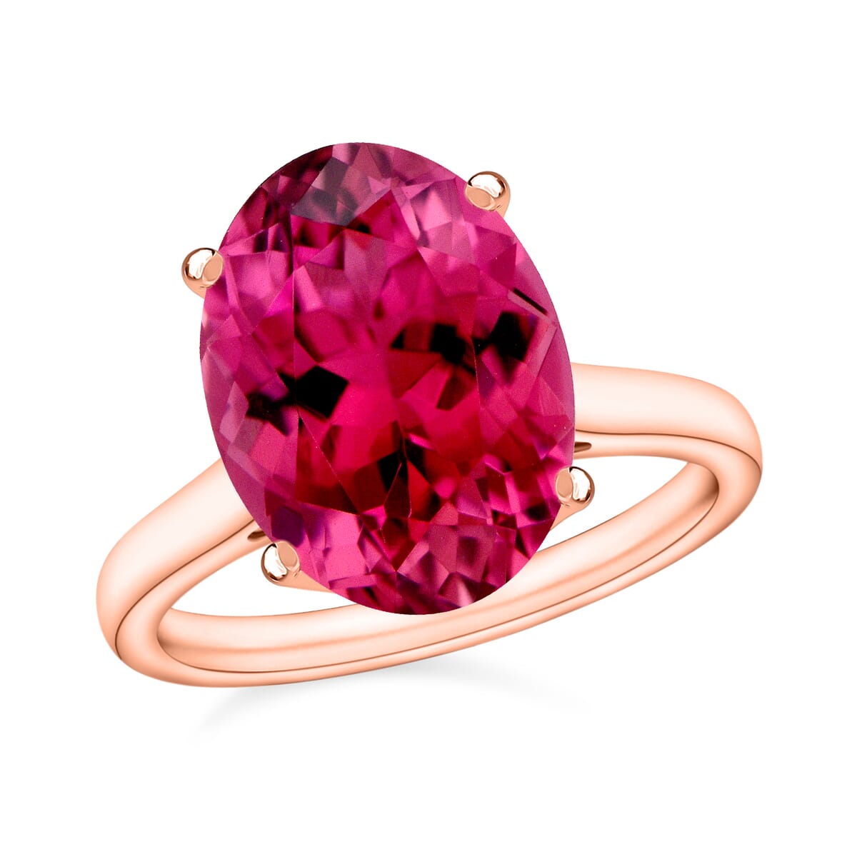 Luxoro Premium Ouro Fino Rubellite 5.00 ctw Solitaire Ring in 14K Rose Gold (Size 8.5) 4 Grams image number 0
