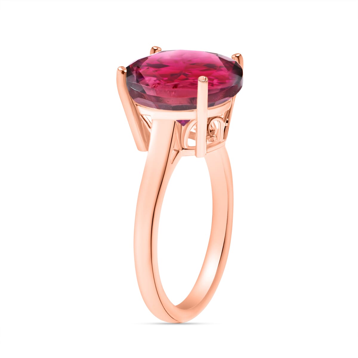 Luxoro Premium Ouro Fino Rubellite 5.00 ctw Solitaire Ring in 14K Rose Gold (Size 8.5) 4 Grams image number 2