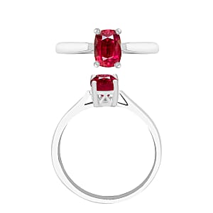 D'Joy Premium Ouro Fino Rubellite 1.35 ctw Solitaire Ring in Platinum Over Sterling Silver (Size 4.0)