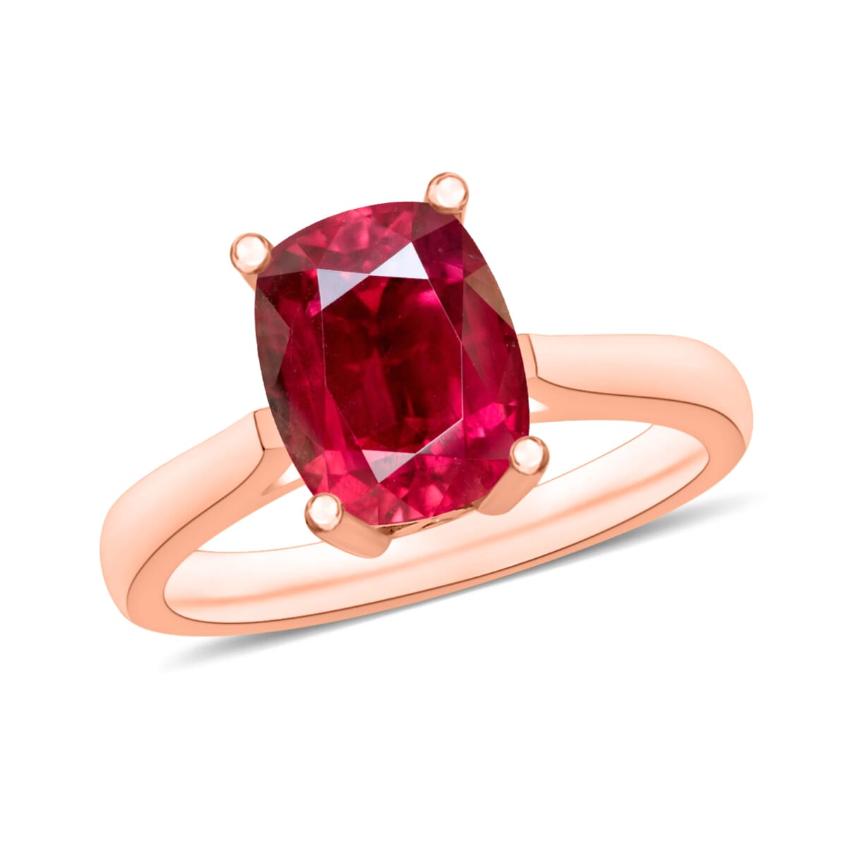 Premium Ouro Fino Rubellite 1.35 ctw Solitaire Ring in Vermeil Rose Gold Over Sterling Silver (Size 6.0) image number 0