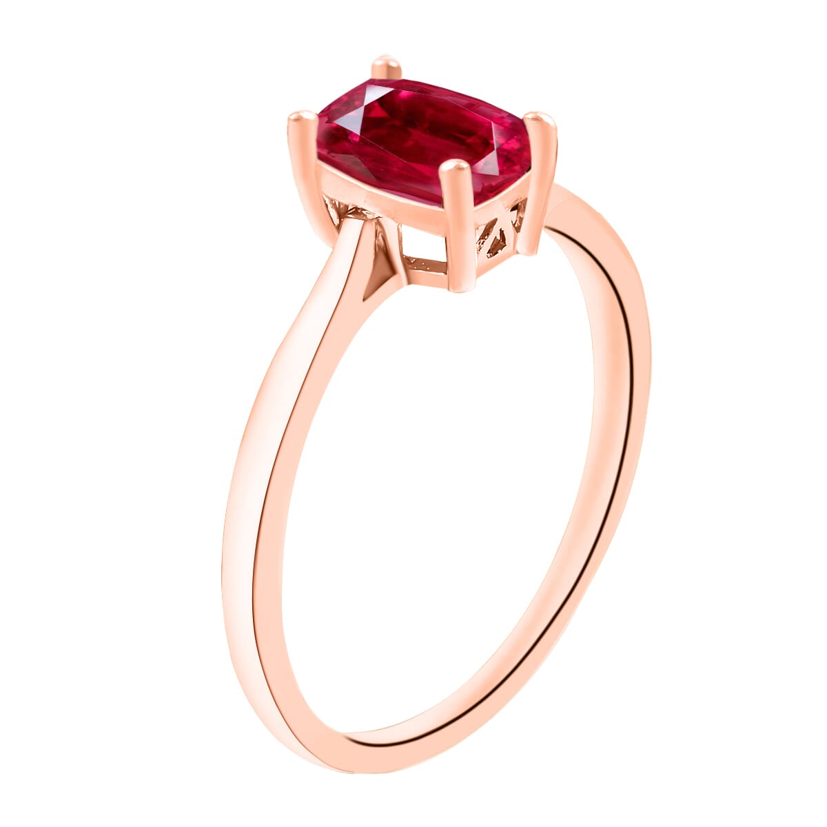 Premium Ouro Fino Rubellite 1.35 ctw Solitaire Ring in Vermeil Rose Gold Over Sterling Silver (Size 6.0) image number 2