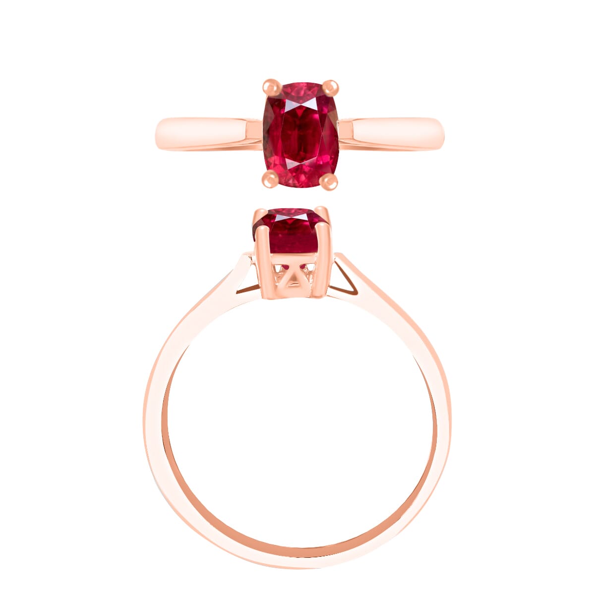 Premium Ouro Fino Rubellite 1.35 ctw Solitaire Ring in Vermeil Rose Gold Over Sterling Silver (Size 6.0) image number 3