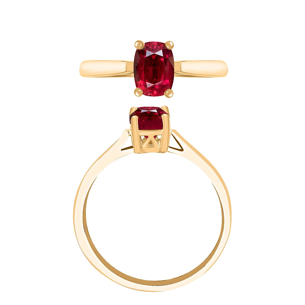 Luxoro AAA Ouro Fino Rubellite 1.35 ctw Solitaire Ring in 14K Yellow Gold (Size 8.0) 4 Grams image number 3