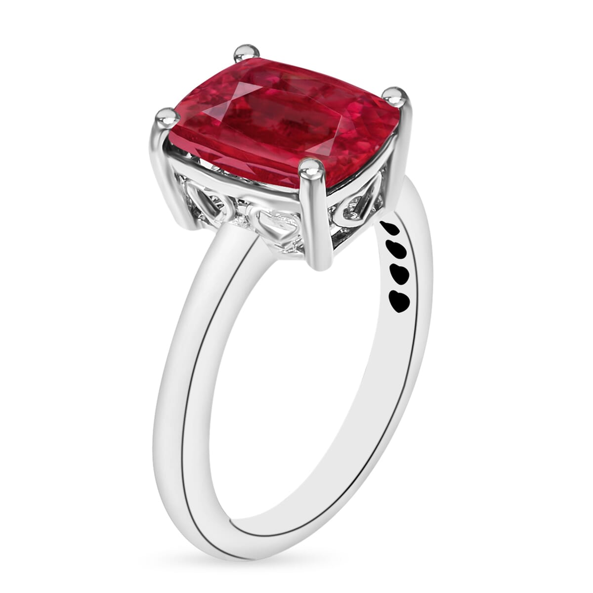 Premium Ouro Fino Rubellite 3.20 ctw Solitaire Ring in Platinum Over Sterling Silver (Size 4.5) image number 2